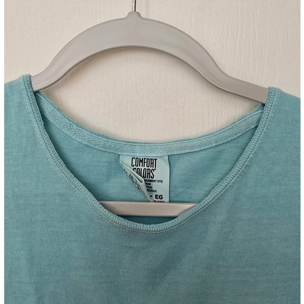 Ghost Checkered Graphic T-Shirt Aqua Blue XL Women's Cotton Tee - Picture 3 of 5